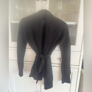 Knit cardigan with waist tie